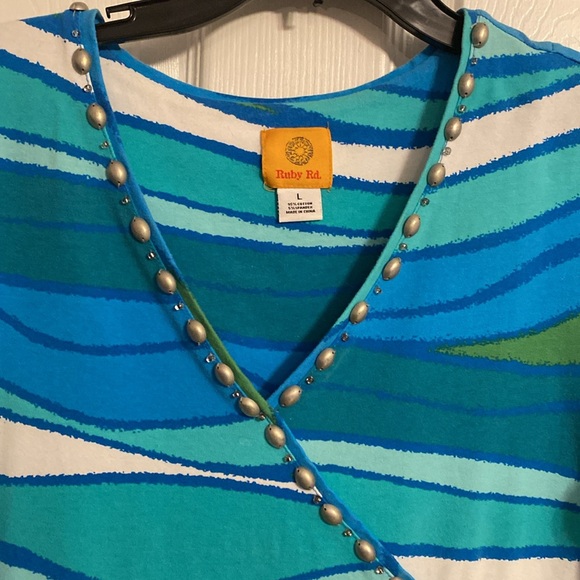 Ruby Rd  Womans v neck top cotton/spandex size L - Picture 4 of 6